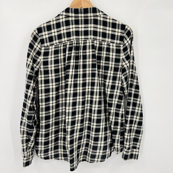 Madewell Arion Plaid Wrap-Front Shirt Black and White Check Size Small - Picture 3 of 8